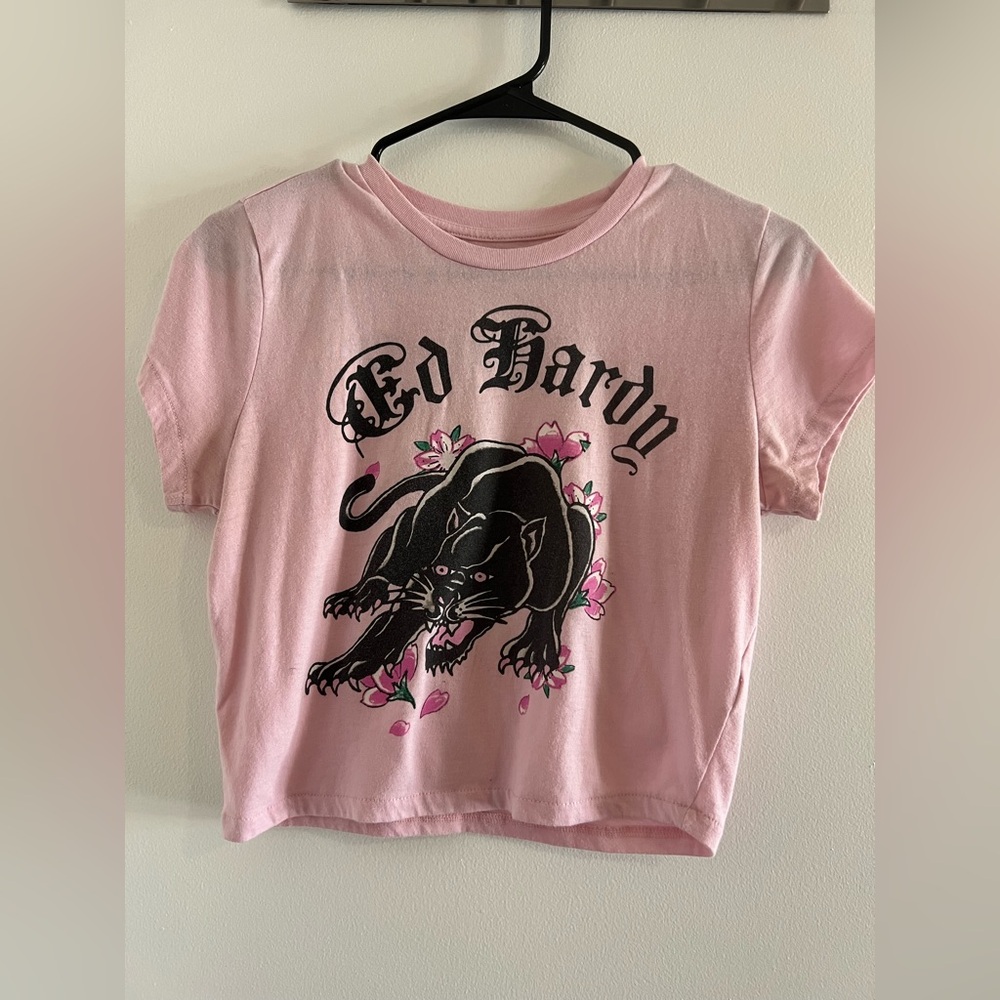 Ladies Ed Hardy Pink Crop Top Pink